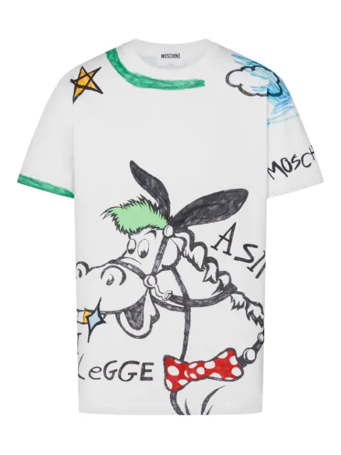 Moschino printed organic cotton jersey T-shirt White A07050241