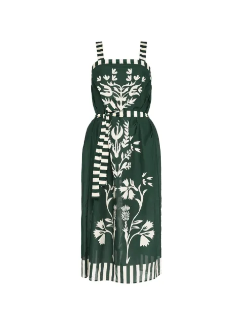 ERES Lakshya floral-print striped midi dress Green 202614