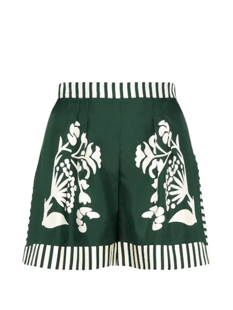 ERES floral-print striped shorts Green 232622