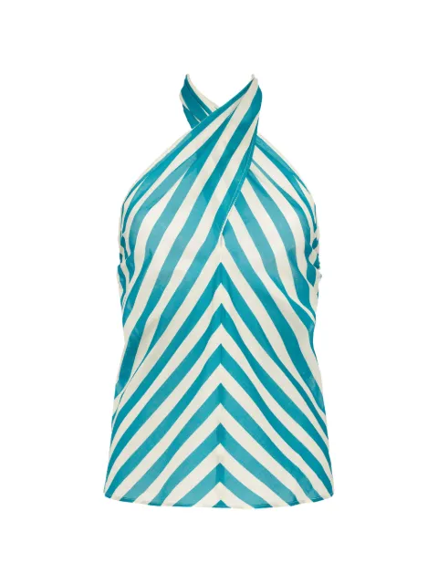 ERES striped-pattern halterneck top Blue 272623