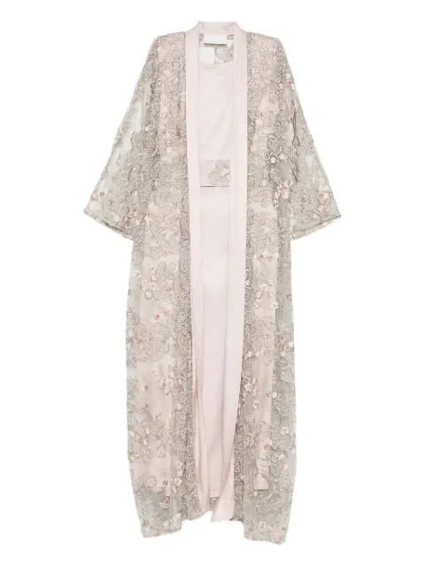 Reem Al Dhaheri embroidered cape kaftan set Neutrals SS202507