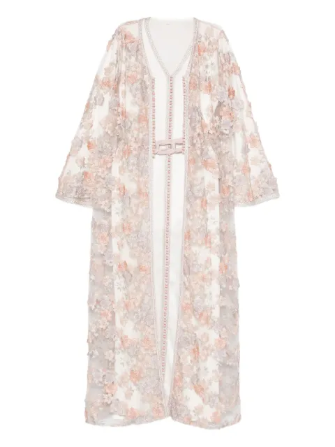 Reem Al Dhaheri floral embroidered maxi kaftan White SS202502