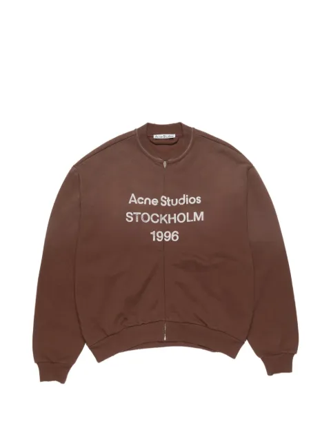 Acne Studios logo-print zip cardigan Brown CI0189