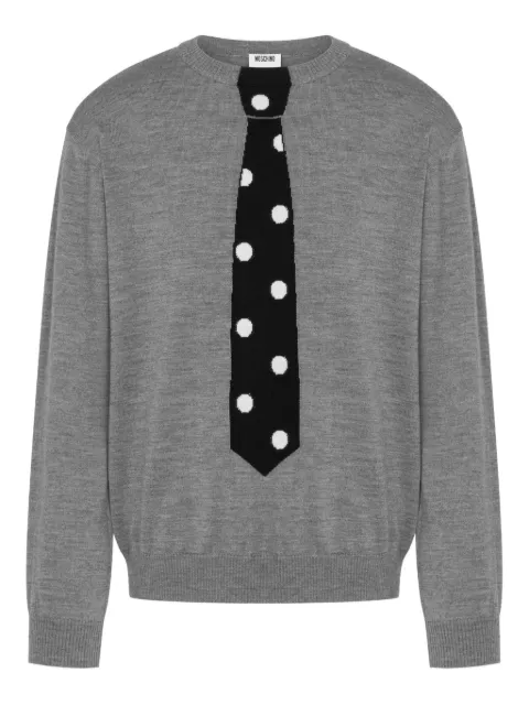 Moschino extra-fine merino wool pullover with intarsia Grey V09190200