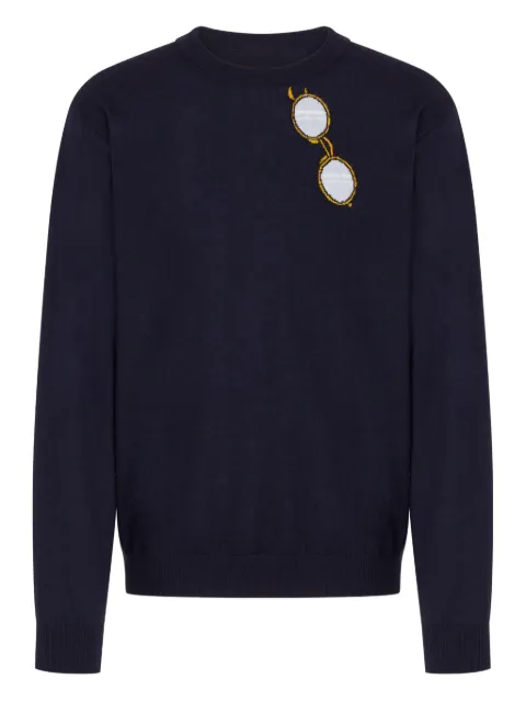 Moschino glasses motif sweater Blue V09170200
