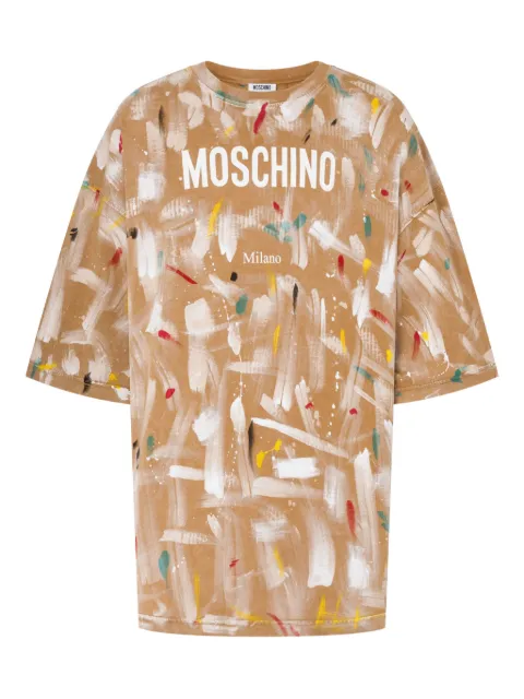 Moschino printed organic cotton jersey T-shirt Neutrals A07110241