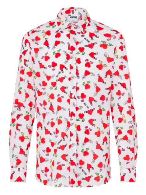 Moschino lightweight cotton poplin shirt with print White V02170259