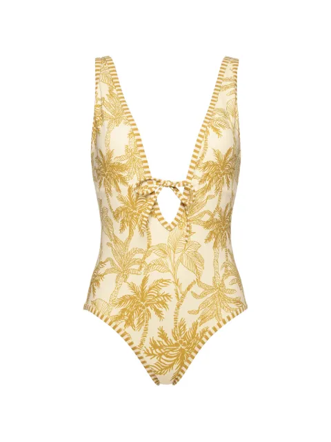 ERES Destination palm-print cut-out swimsuit White 12609