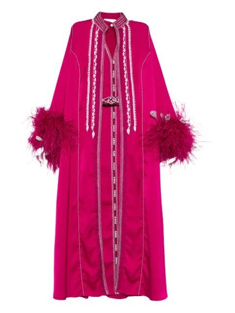 Reem Al Dhaheri embroidered feather kaftan set Pink SS202501