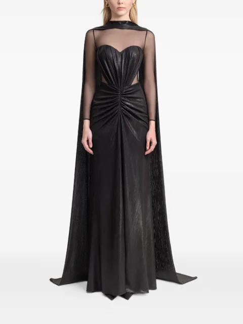 Gemy Maalouf cape-overlay maxi dress Black EDFW262099LD