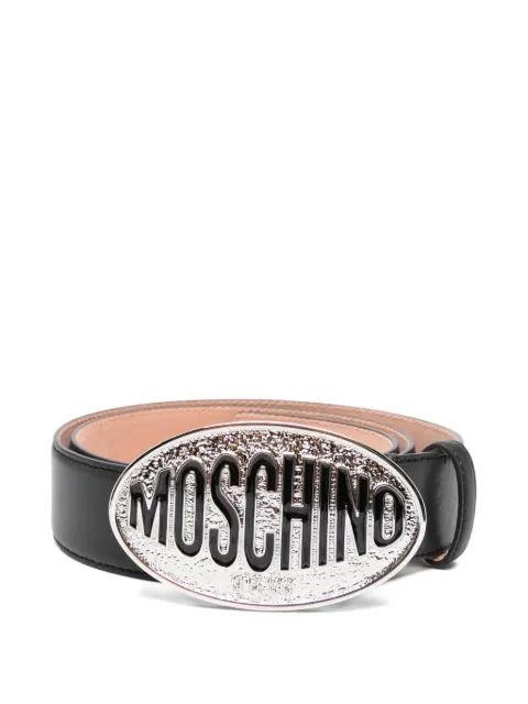 Moschino oval-buckle leather belt Black MD6020PP0OFL0
