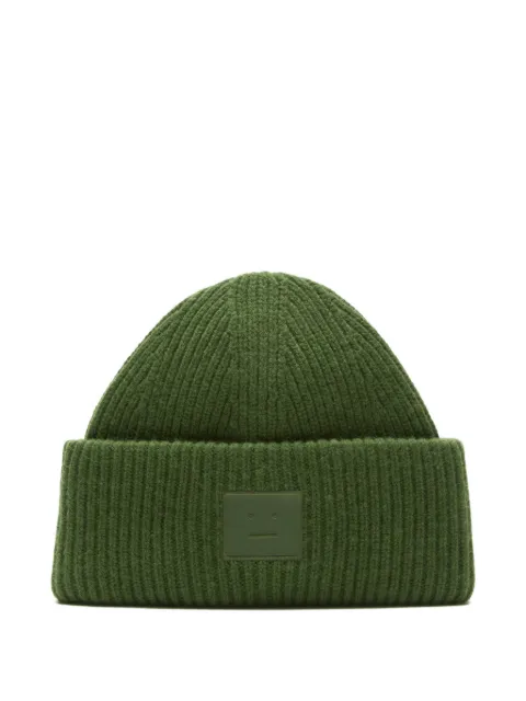 Acne Studios Face logo beanie - yak Green C40453