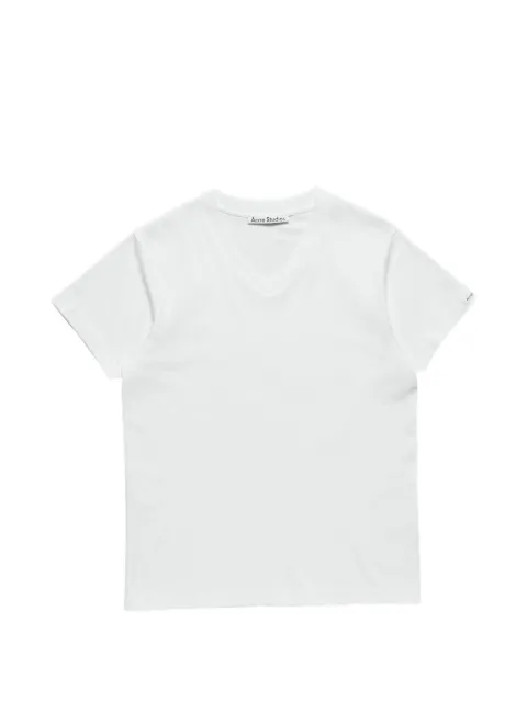 Acne Studios satin label V-neck T-shirt White CL0425