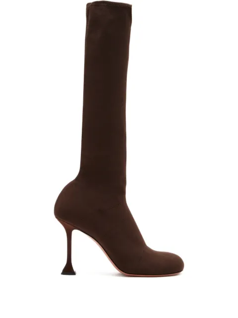 Amina Muaddi 95mm Veneda stiletto boots Brown 14S362517VEN