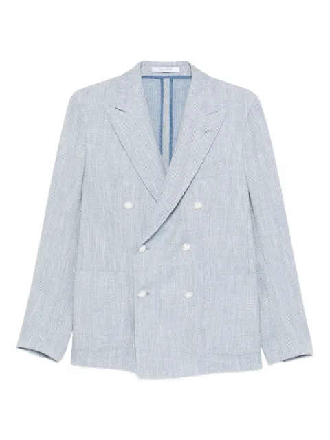 Tagliatore double-breasted herringbone blazer Blue GDARREL20KC90059