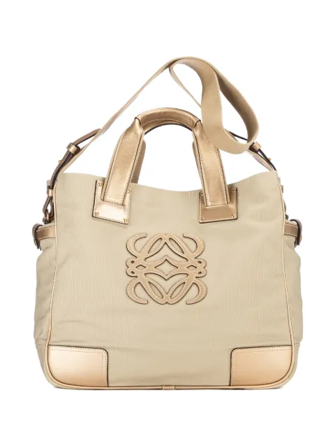 Loewe Pre-Owned logo appliqué tote bag Neutrals 350706