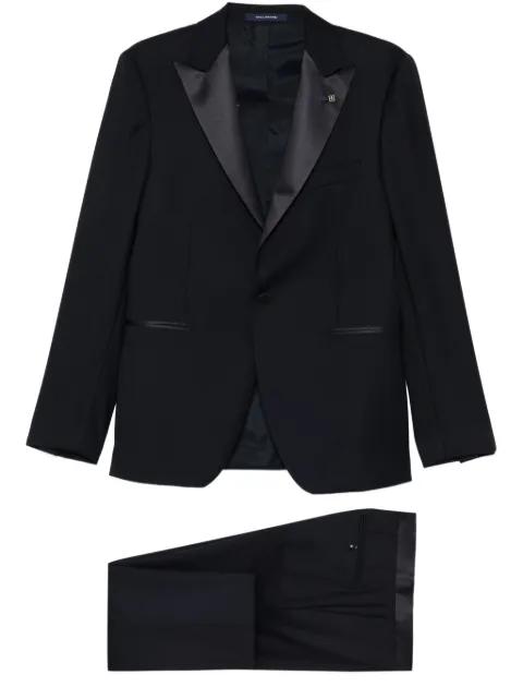 Tagliatore satin-trim suit Black SFBR15A01070001