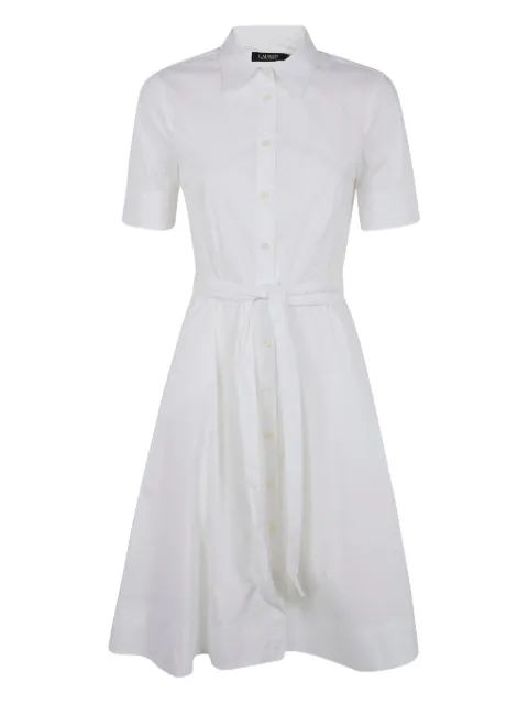 Lauren Ralph Lauren collared belted midi dress White 200748950015