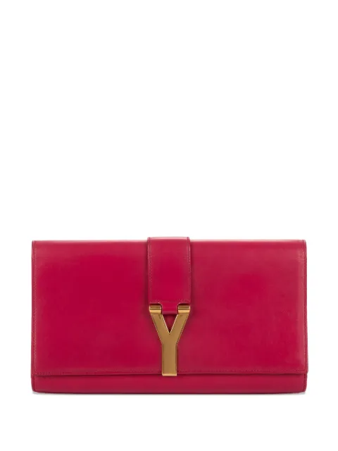 Saint Laurent Pre-Owned small Ligne-Y logo-plaque clutch bag Pink 311213527412