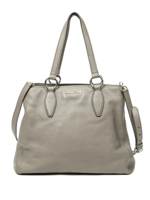 Miu Miu Pre-Owned logo-lettering tote bag Grey 197B