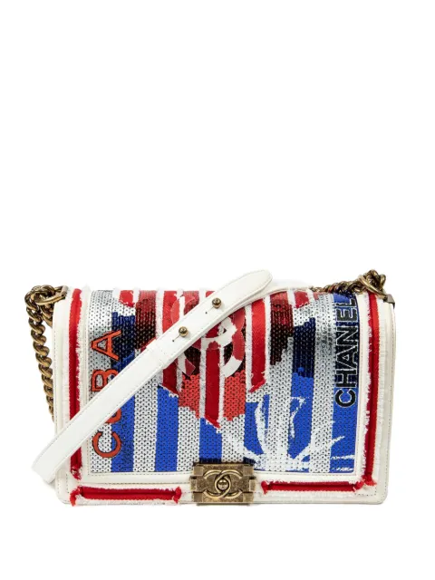 CHANEL Pre-Owned medium Boy Chanel Paris-Cuba shoulder bag White 23609145