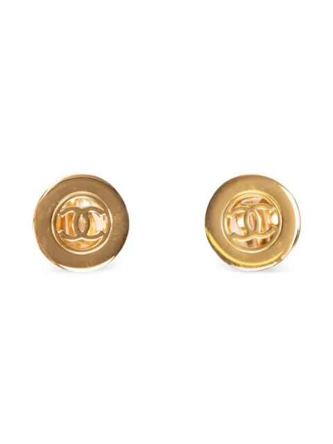 CHANEL Pre-Owned logo clip-on earrings Gold 97A