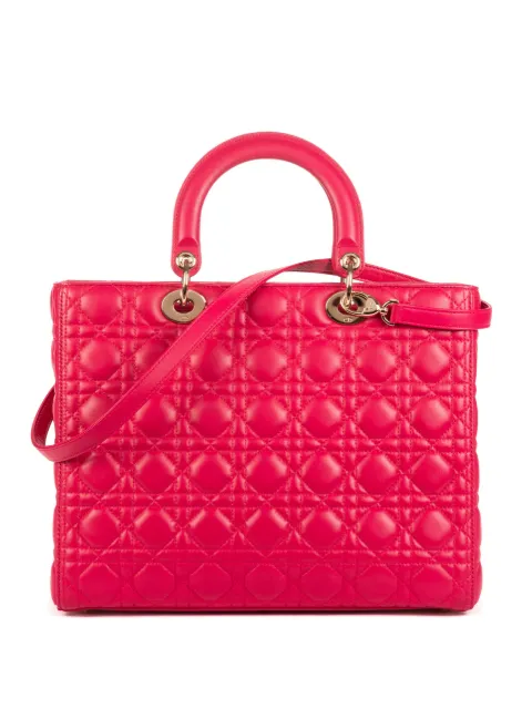 Christian Dior Pre-Owned Lady Dior quilted charm-detail tote bag Pink 15BO0123