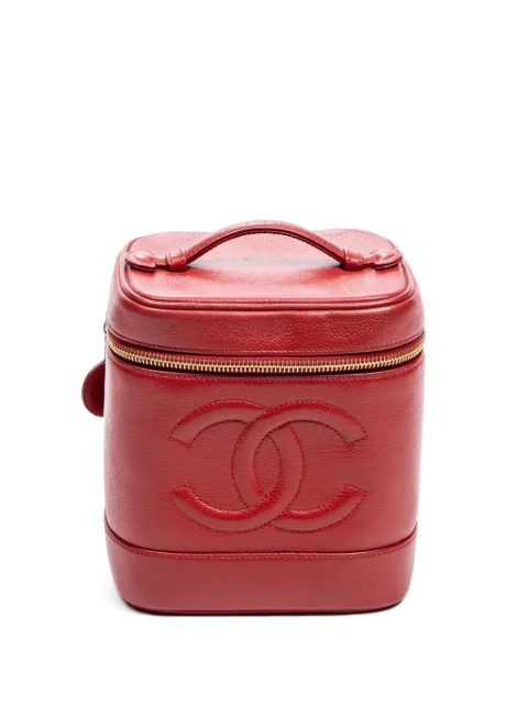 CHANEL Pre-Owned 1996-1997 CC Vanity Case logo zip bag Red 4200738