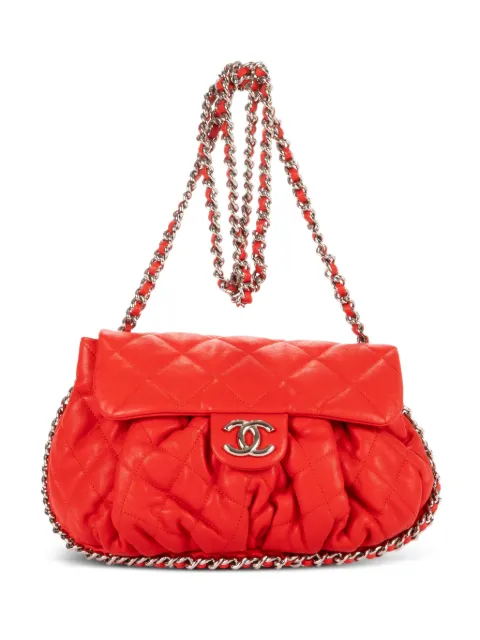 CHANEL Pre-Owned interlocking-CC leather shoulder bag Red 15378563