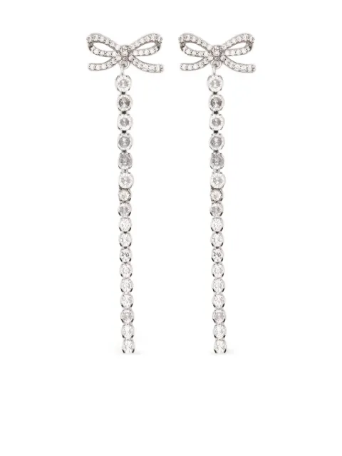 Self-Portrait bow-embellished drop earrings Silver RS26608ESL