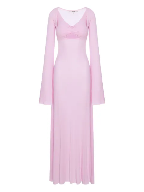 MANURÍ V-neck long-sleeve maxi dress Pink MRSS24DR9CH001