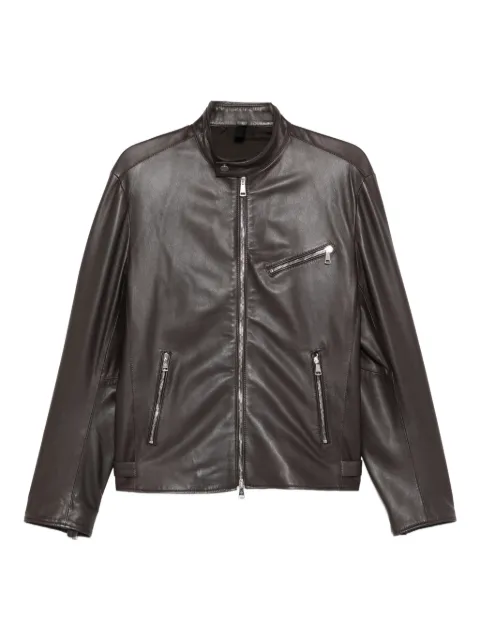Tagliatore zip-up leather jacket Brown BERRYCHE2602