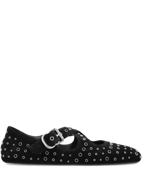 Alaïa criss-cross eyelet suede ballet flats Black AA3A046I138