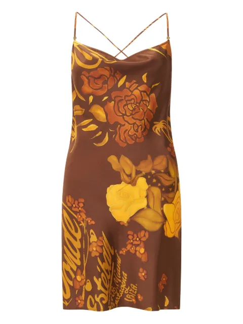 Donde Esteban Veranera floral-print mini dress Brown D5DRS216