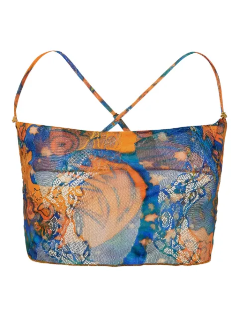 Donde Esteban El Beso mesh lace top Blue D5TOP337
