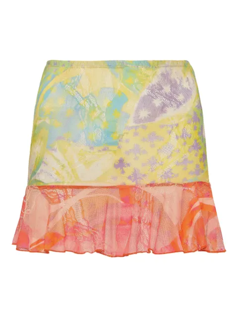 Donde Esteban mesh ruffled mini skirt Yellow D5SKI011