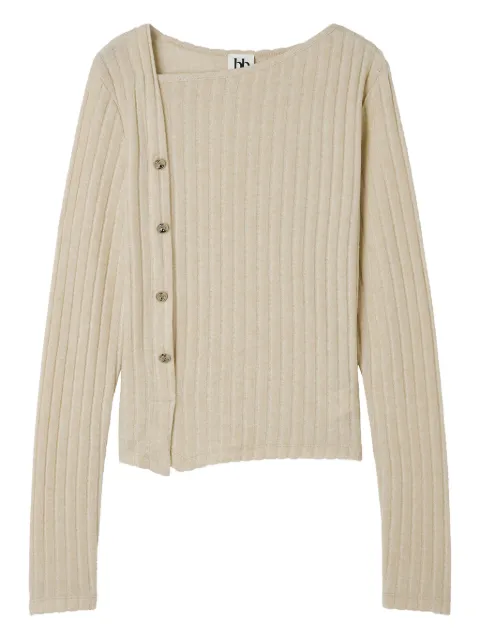 b+ab buttoned ribbed T-shirt Neutrals 5W655AS