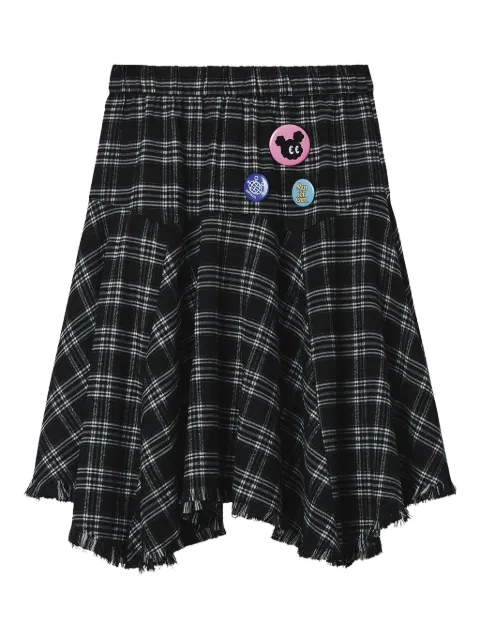 Mini Cream plaid frayed mini skirt Black 5WM123A