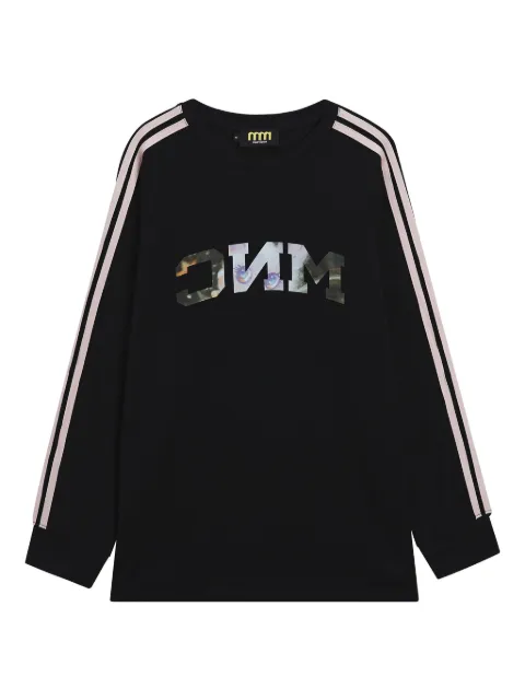 Mini Cream long-sleeve stripe T-shirt Black 5WM632A