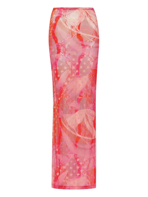 Donde Esteban Toronja mesh maxi skirt Orange D5SKI015