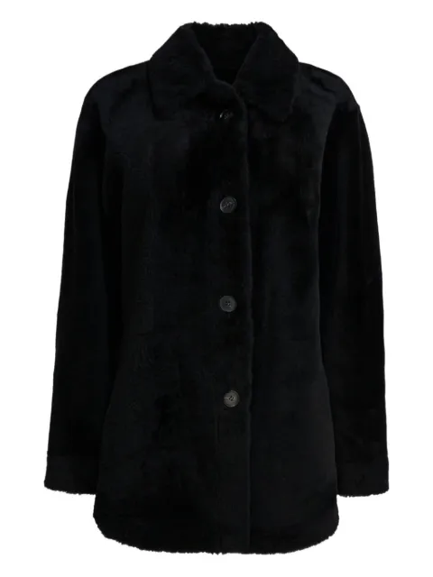 Semper single-breated reversible leather coat Black 601NERO