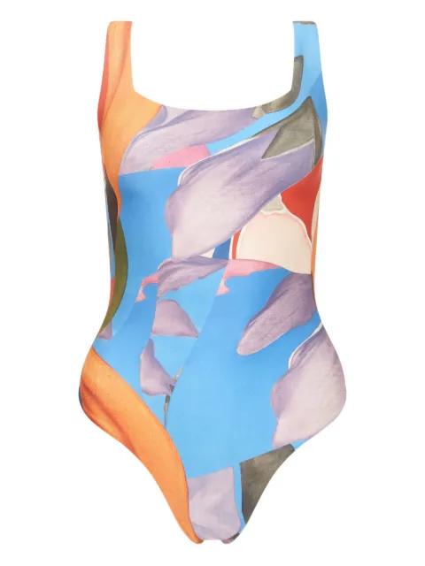 Donde Esteban Palenque Flores square-neck swimsuit Blue D5SWI120