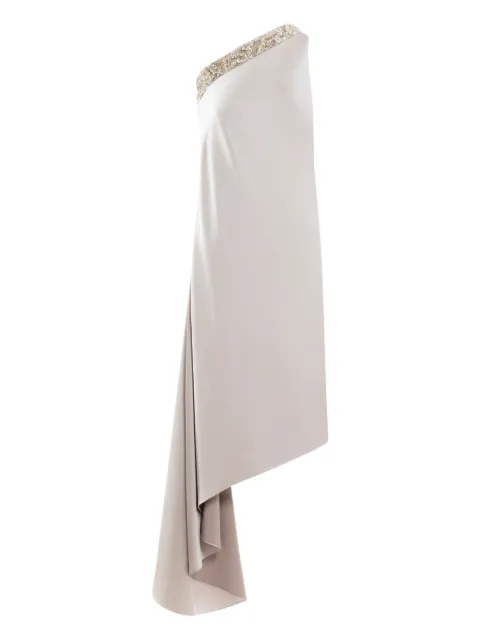 Saiid Kobeisy asymmetrical embellished one-shoulder midi dress Neutrals RTWFW2536