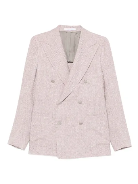 Tagliatore double-breasted herringbone blazer Pink GPL20KC90059