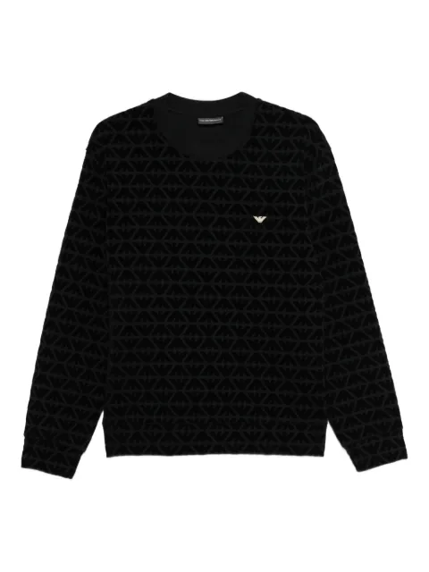 Emporio Armani logo-embroidered patterned sweatshirt Black EM005164AF10013