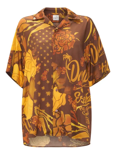 Donde Esteban Veranera floral short-sleeve shirt Brown D41SHIR211