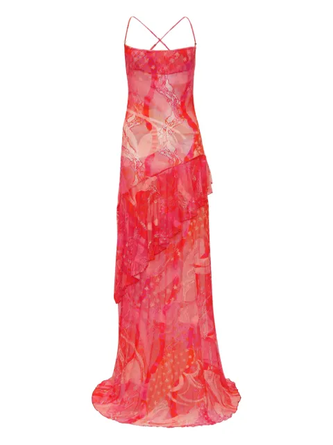 Donde Esteban Toronja layered lace maxi dress Orange D5DRS013