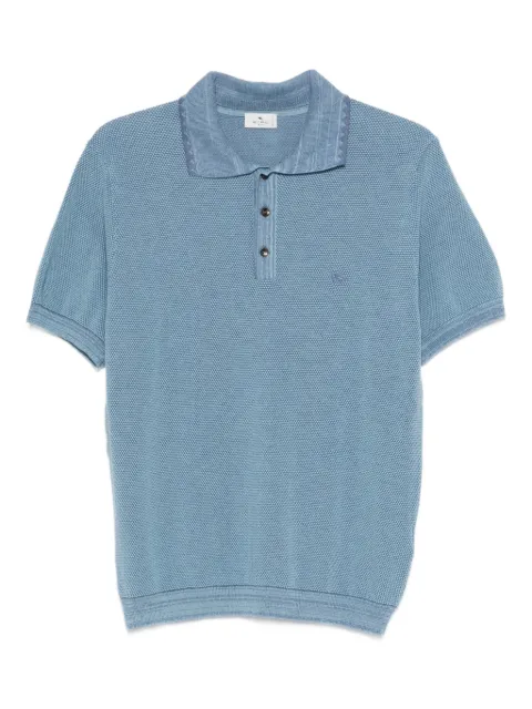 ETRO textured-knit polo shirt Blue MRKF0004AQ414