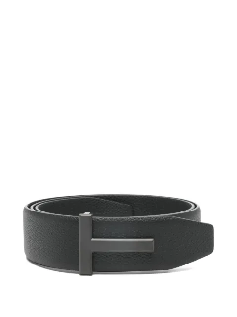 TOM FORD grained-leather logo-buckle belt Black TB178LCL236L