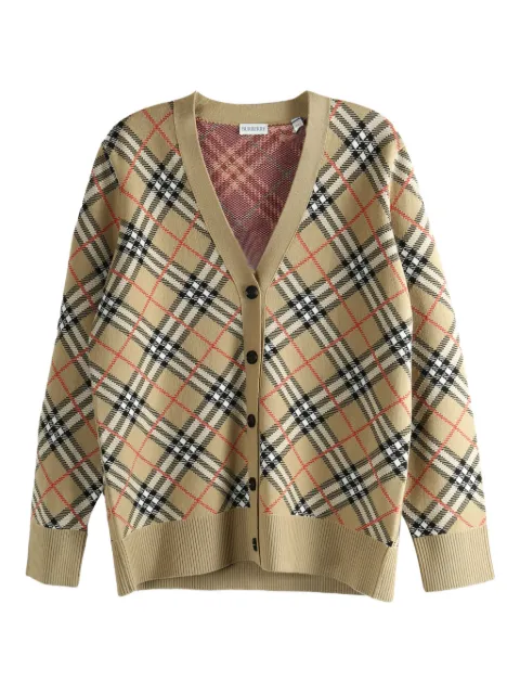 Burberry check-pattern cardigan Neutrals 8118365